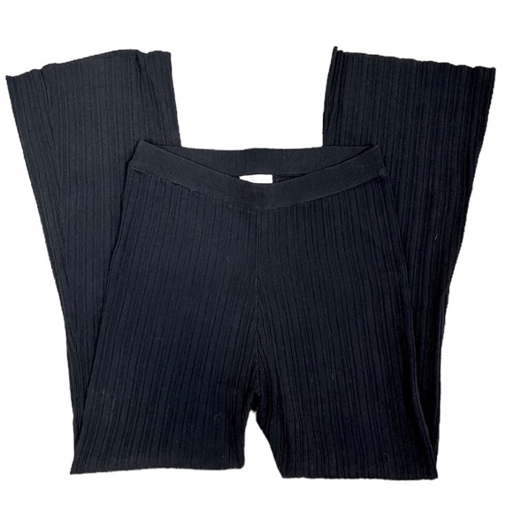 Grey Lab Multi Rib Flare Knit Lounge Pants. Black. Size L. #683 - Picture 2 of 5